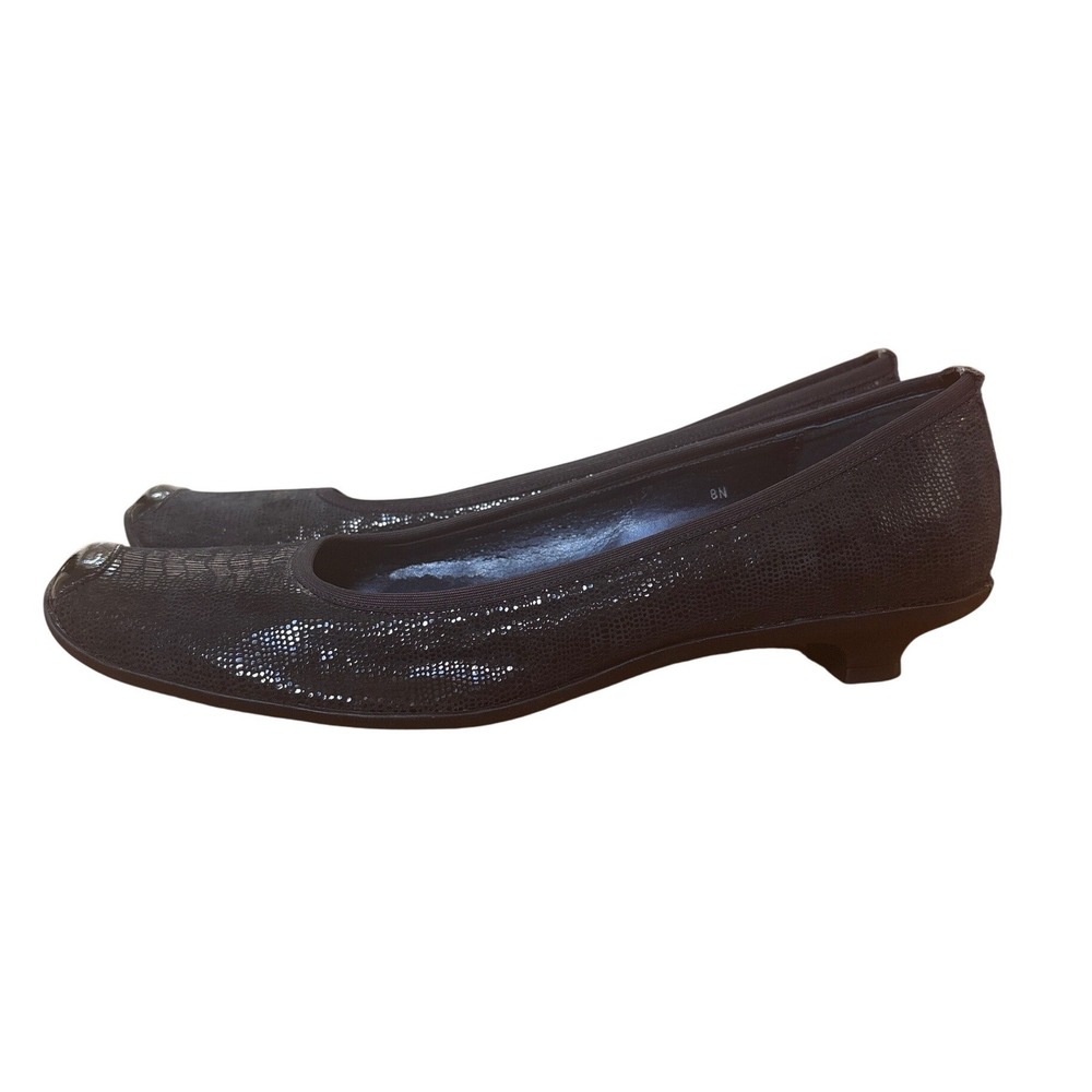 Van Eli Low Heel Pump Women Black Textured Patent Accent SIZE 8N